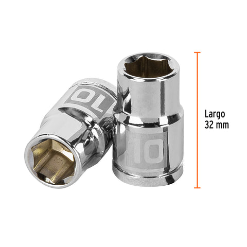 Dado de 10 mm, 6 puntas, cuadro 3/8', Truper | D-3810-HM | 13674