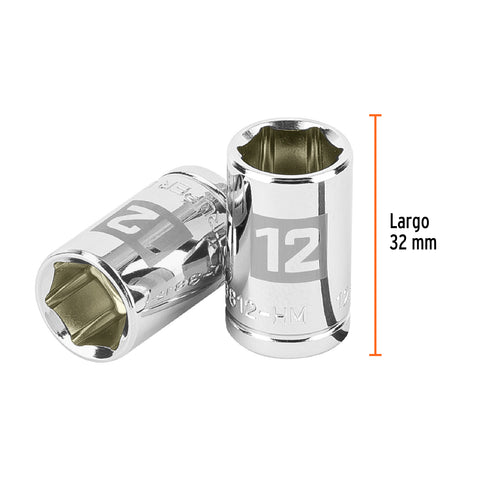 Dado de 12 mm, 6 puntas, cuadro 3/8', Truper | D-3812-HM | 13676