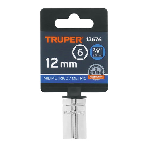 Dado de 12 mm, 6 puntas, cuadro 3/8', Truper | D-3812-HM | 13676