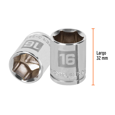 Dado de 16 mm, 6 puntas, cuadro 3/8', Truper | D-3816-HM | 13680