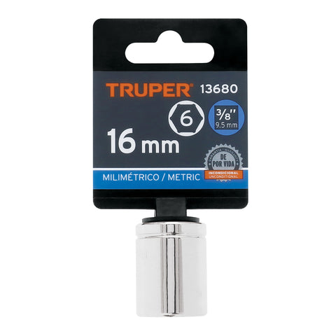 Dado de 16 mm, 6 puntas, cuadro 3/8', Truper | D-3816-HM | 13680