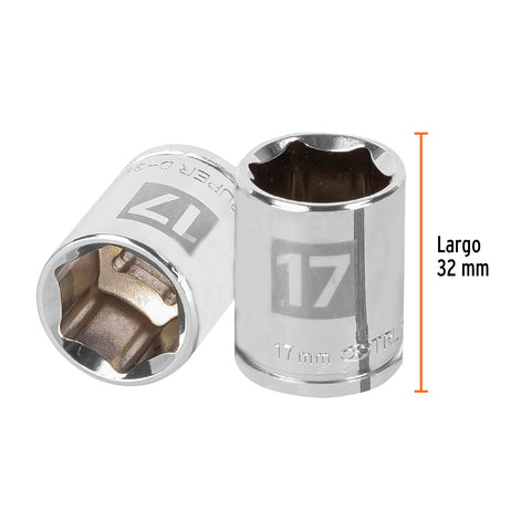 Dado de 17 mm, 6 puntas, cuadro 3/8', Truper | D-3817-HM | 13681