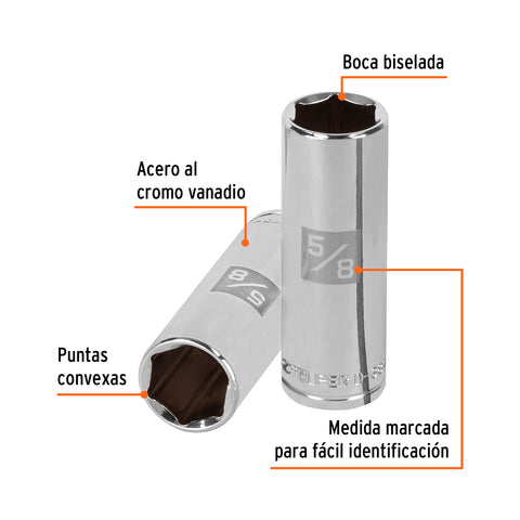 Dado largo de 5/8', 6 puntas, cuadro 3/8', Truper | D-3820-HL | 13716