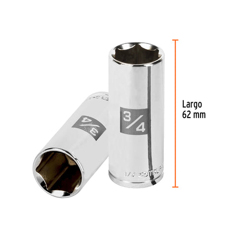 Dado largo de 3/4', 6 puntas, cuadro 3/8', Truper | D-3824-HL | 13718