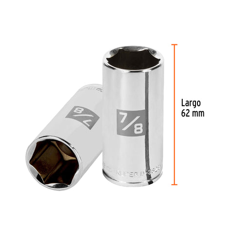 Dado largo de 7/8', 6 puntas, cuadro 3/8', Truper | D-3828-HL | 13720