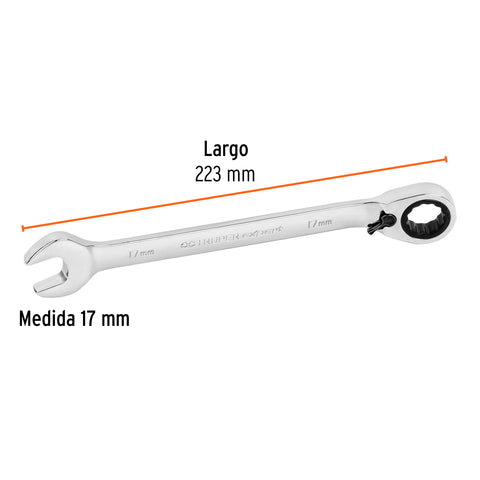 Llave combinada matraca reversible 17mmx223 mm largo, Expert | LL-2017MXR | 13728