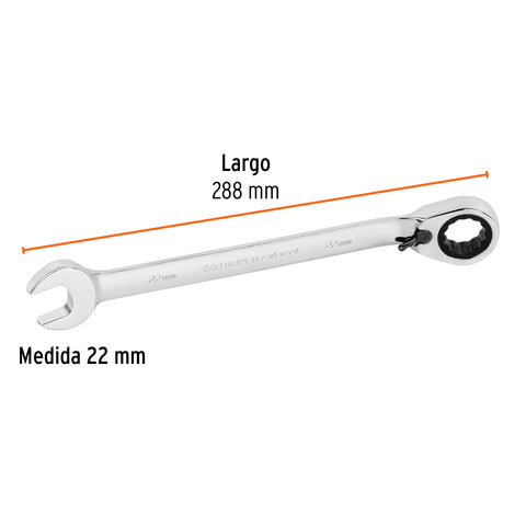 Llave combinada matraca reversible 22mmx288 mm largo, Expert | LL-2022MXR | 13760