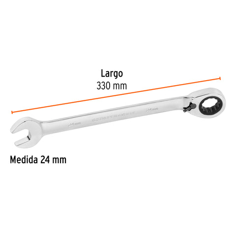 Llave combinada matraca reversible 24mmx330 mm largo, Expert | LL-2024MXR | 13768