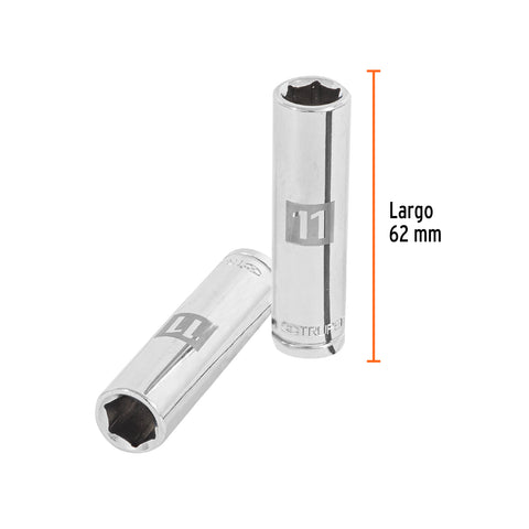 Dado largo de 11 mm, 6 puntas, cuadro 3/8', Truper | D-3811-HM-L | 13771