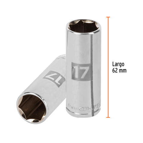 Dado largo de 17 mm, 6 puntas, cuadro 3/8', Truper | D-3817-HM-L | 13777