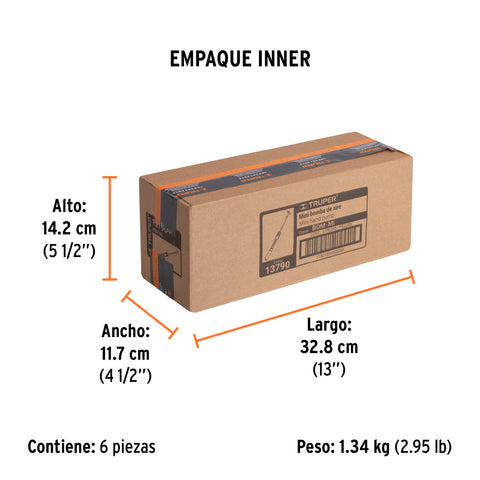 Mini bomba manual para bicicleta, 60 PSI, TRUPER | BOM-MI | 13790