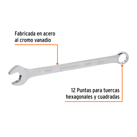 Llave combinada extralarga 32 mm x 441 mm de largo, Expert | LL-2032M | 13817