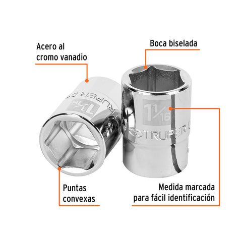 Dado de 1-1/16', 6 puntas, cuadro 3/4', Truper | D-3434-H | 13825