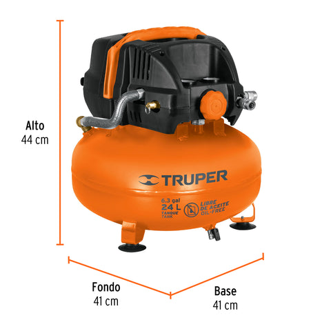 Compresor libre de aceite, 24L, 2-2/3HP, 127V, TRUPER | COMP-24S | 13830