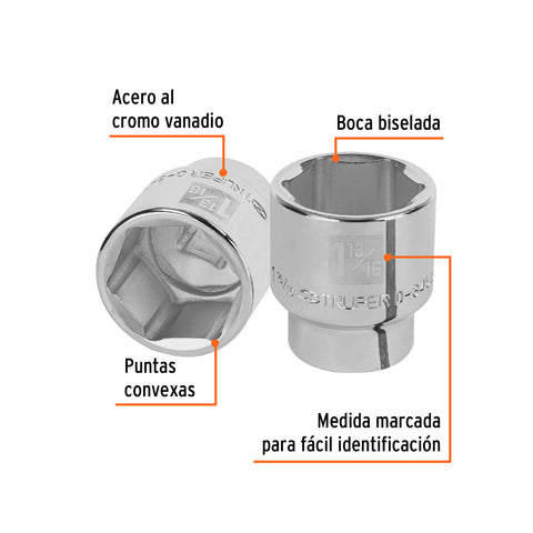 Dado de 1-13/16', 6 puntas, cuadro 3/4', Truper | D-3458-H | 13837