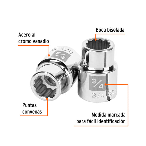 Dado de 3/4', 12 puntas, cuadro 3/4', Truper | D-3424 | 13850