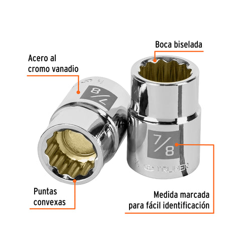 Dado de 7/8', 12 puntas, cuadro 3/4', Truper | D-3428 | 13852