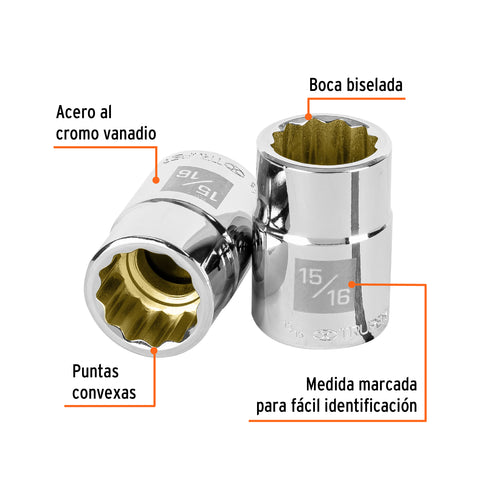 Dado de 15/16', 12 puntas, cuadro 3/4', Truper | D-3430 | 13853