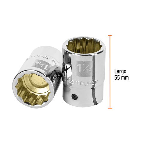 Dado de 1-1/16', 12 puntas, cuadro 3/4', Truper | D-3434 | 13855