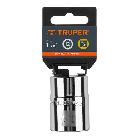 Dado de 1-1/16', 12 puntas, cuadro 3/4', Truper | D-3434 | 13855