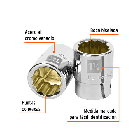 Dado de 1-1/8', 12 puntas, cuadro 3/4', Truper | D-3436 | 13856