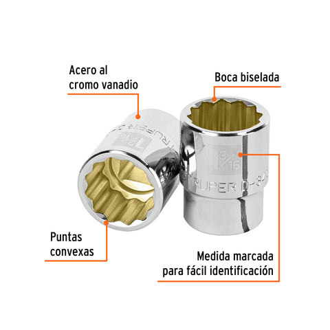 Dado de 1-3/16', 12 puntas, cuadro 3/4', Truper | D-3438 | 13857