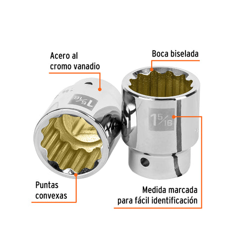Dado de 1-5/16', 12 puntas, cuadro 3/4', Truper | D-3442 | 13859