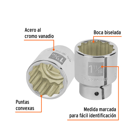 Dado de 1-11/16', 12 puntas, cuadro 3/4', Truper | D-3454 | 13865