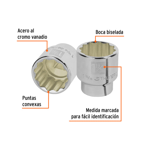 Dado de 1-13/16', 12 puntas, cuadro 3/4', Truper | D-3458 | 13867
