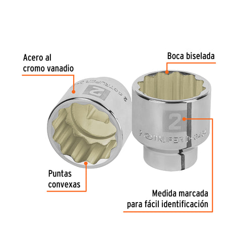 Dado de 2', 12 puntas, cuadro 3/4', Truper | D-3464 | 13869