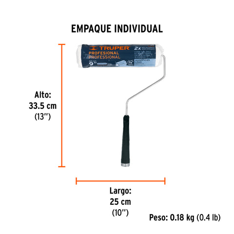 Rodillo para pintar 9' x 3/8' superficies lisas, TRUPER | ROPI-910 | 13875