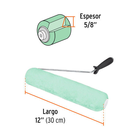 Rodillo para pintar 12 x 5/8', superficies poco rugosas | ROPI-1215 | 13881
