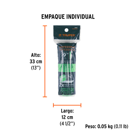 Felpa para rodillo 9'x5/8' superficies poco rugosas, TRUPER | R-ROPI-915 | 13883