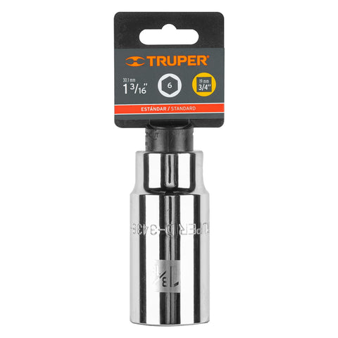 Dado largo de 1-3/16', 6 puntas, cuadro 3/4', Truper | D-3438-HL | 13886