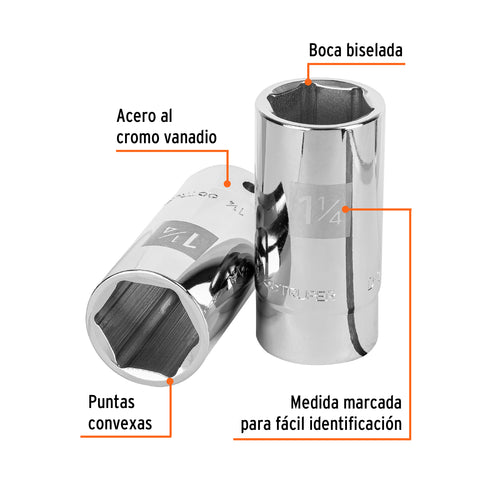 Dado largo de 1-1/4', 6 puntas, cuadro 3/4', Truper | D-3440-HL | 13887