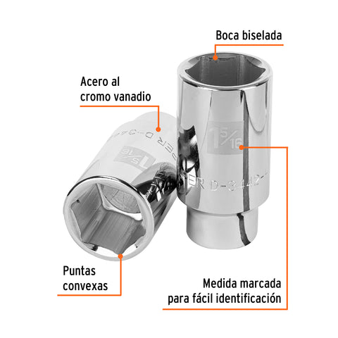 Dado largo de 1-5/16', 6 puntas, cuadro 3/4', Truper | D-3442-HL | 13888
