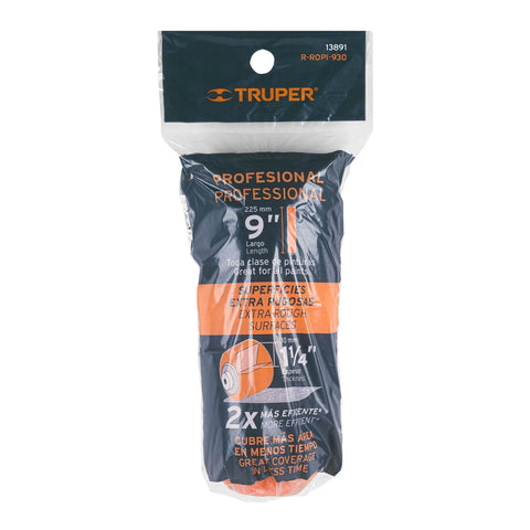 Felpa para rodillo 9x1-1/4' superficies extrarrugosas TRUPER | R-ROPI-930 | 13891
