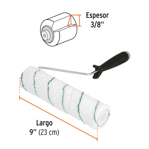 Rodillo para pintar 9' x 3/8' microfibra, sup. poco rugosas | ROPI-910M | 13894