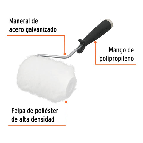 Mini rodillo para pintar 4' x 3/4' de poliéster, Truper | ROPI-420P | 13896
