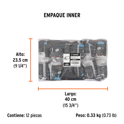 Bolsa c/1 felpa para mini rodillo poliéster 4'x3/4', TRUPER | R-ROPI-420P | 13897