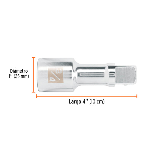 Extensión cuadro 3/4' para matraca, largo 4', Truper | E-5660 | 13902