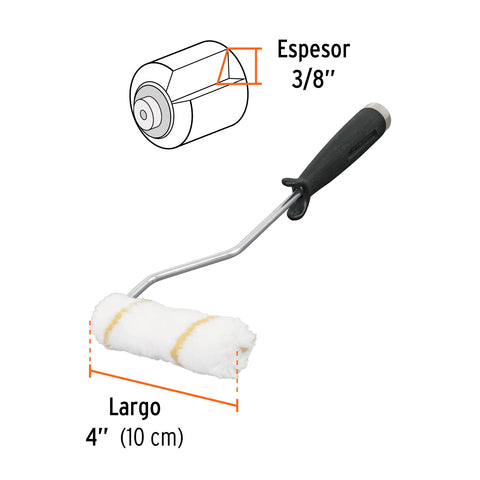 Mini rodillo para pintar 4' x 3/8' de poliéster, Truper | ROPI-420N | 13905