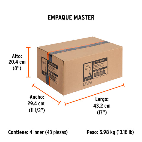 Mini rodillo para pintar 4' x 3/8' de poliéster, Truper | ROPI-420N | 13905