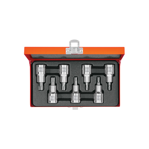 Juego de 7 dados cuadro 1/2' punta torx, estuche metálico | JPT-1/2X7 | 13928