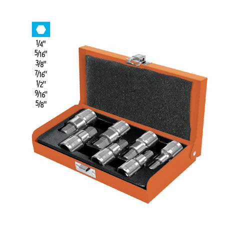 Juego de 7 dados cuadro 1/2' punta hex std, estuche metálico | JPH-1/2X7PH | 13929