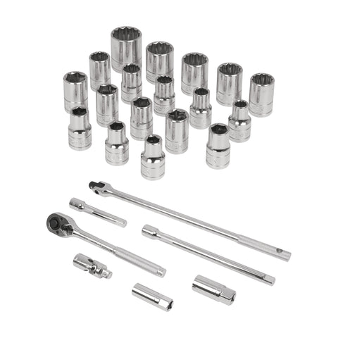 Juego de 25 herramientas cuadro 1/2' std y mm para mecánico | JD-1/2X26MP | 13938