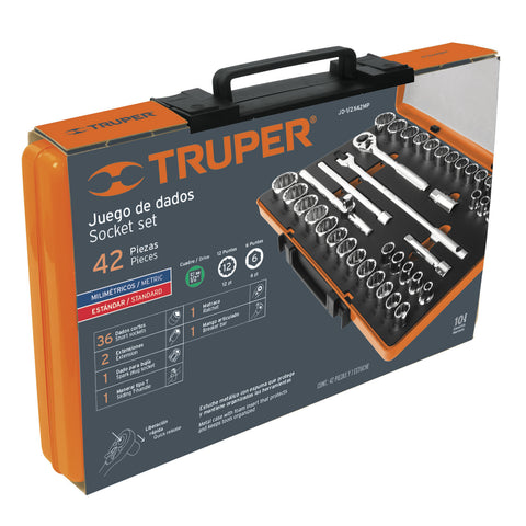Juego de 42 herramientas cuadro 1/2' std y mm para mecánico | JD-1/2X42MP | 13940