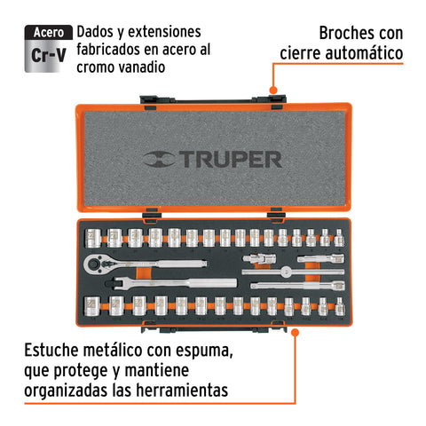 Juego de 36 herramientas cuadro 3/8' std y mm para mecánico | JD-3/8X36MP | 13955