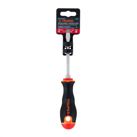 Desarmador plano 1/4' x 4' mango Comfort Grip, Truper | DR-1/4X4B | 13998