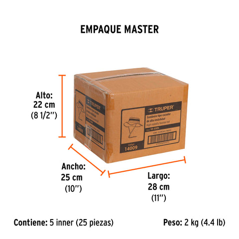 Sombrero naranja alta visibilidad con reflejante, Truper | SR-600N | 14009